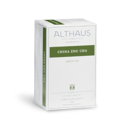 Чай зелений пакетований в конвертах Althaus DP China Zhu Cha картон (20шт*1,75г)