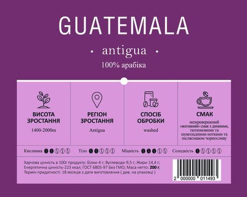 Кава в зернах C&T Guatemala Antigua 200г