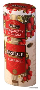 Чай чорний листовий Basilur Квіти та Фрукти Цейлону Рухуну + Полуниця з Кремом з/б 100г