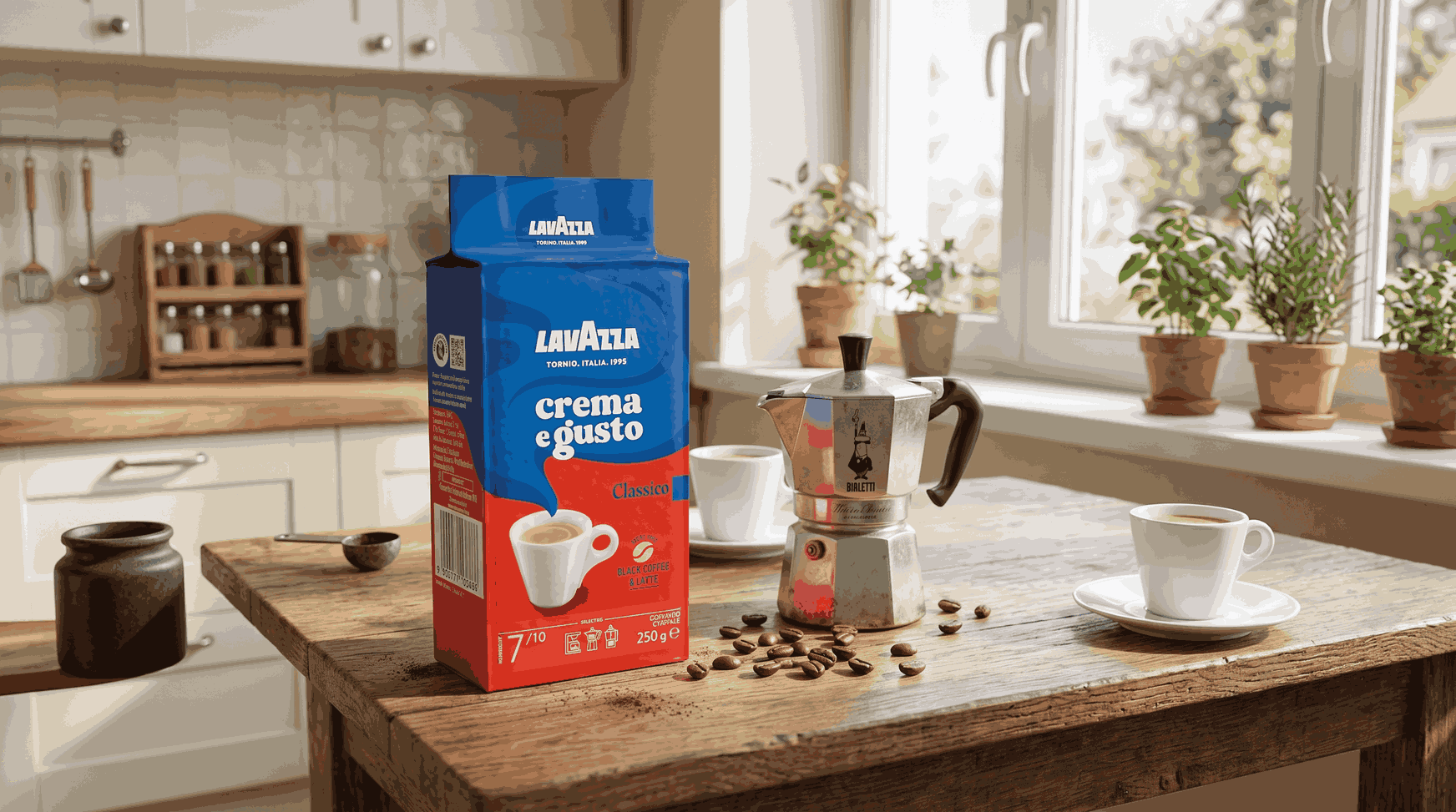 Пачка молотого кофе Lavazza